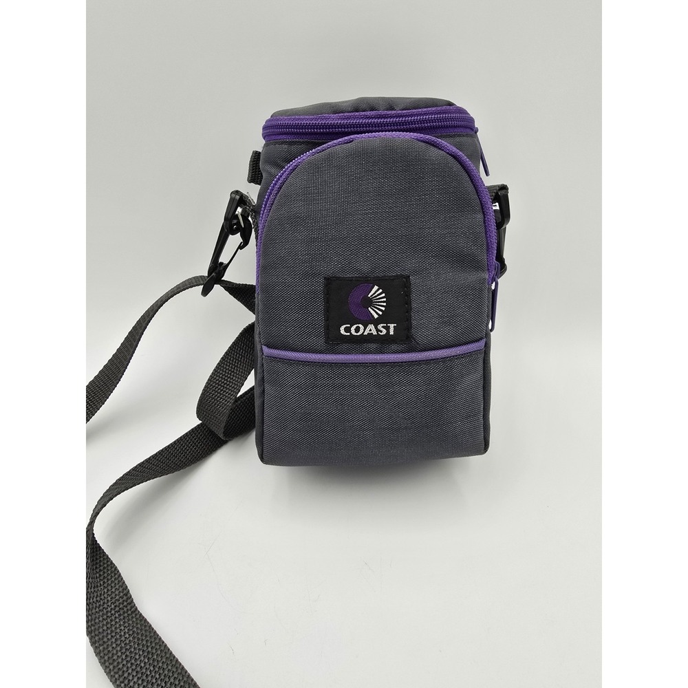 Vtg Coast Camera‎ Bag Case Gray Purple Teal W/Shoulder Strap Front Zip Pouch
